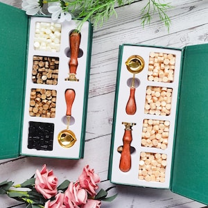 Kit di timbri con sigillo di ceralacca con logo personalizzato per inviti di nozze / timbro con sigillo di ceralacca / timbro di cera personalizzato / Kit di timbri con sigillo di cera personalizzato per regalo
