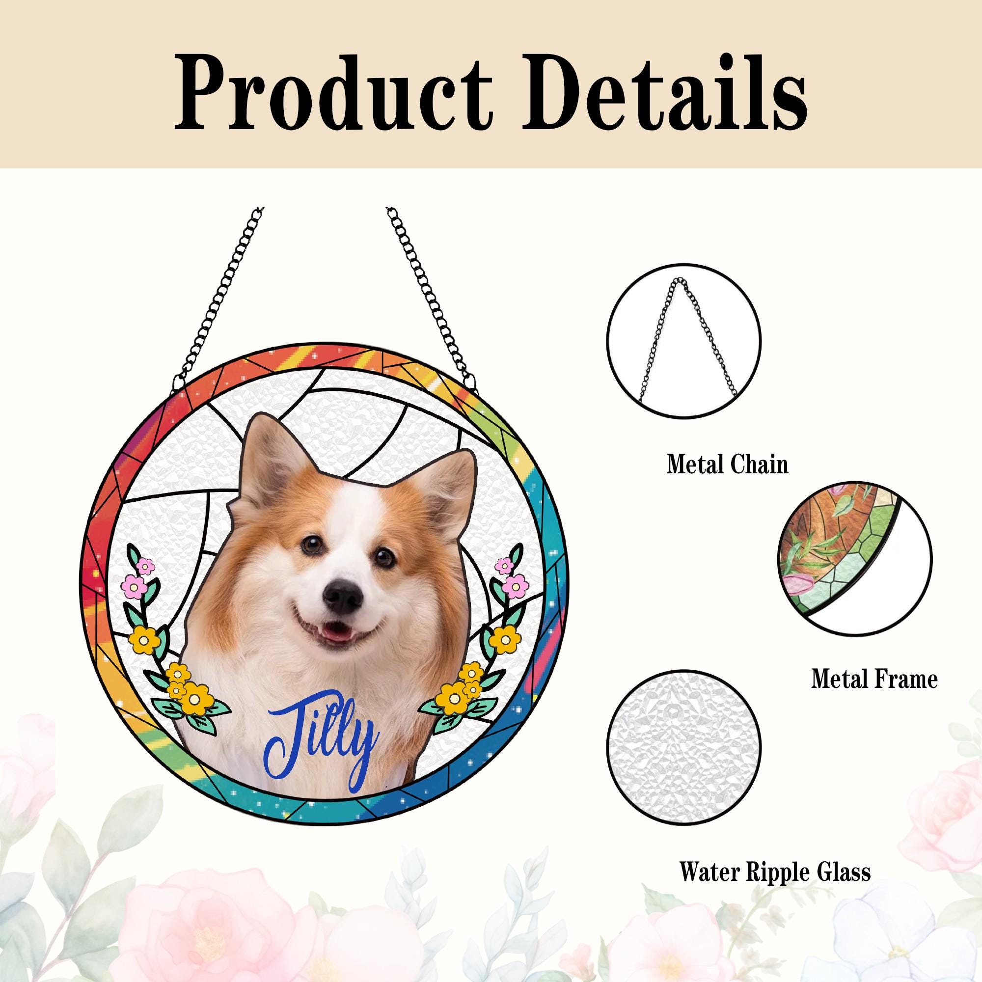 ペットメモリアルステンドグラス写真サンキャッチャー、カスタム犬肖像ステンドグラスサンキャッチャー、犬のメモリアルギフト、犬の死、ペットの死の贈り物 -  Etsy 日本