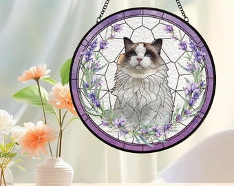 Atrapasueños de vitral con retrato de mascota personalizado, foto de perro y gato de arte en vidrio, retrato de perro personalizado a partir de una foto, regalos conmemorativos para mascotas