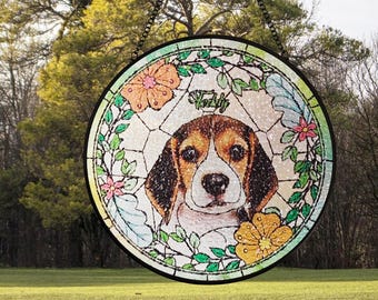 Atrapasol con diseño de perro personalizado, vitral con foto, monumento conmemorativo de gato, atrapasol con diseño de gato, regalo para amantes de los perros, decoración del hogar