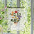 Custom Family Birth Flower Stained Glass Suncatcher | Personalized Birth Month Window Hanging Gift for Mom Grandma | Handmade Floral Decor