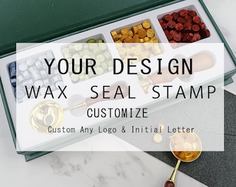 Personalized logo wax seals, custom wax seal kits with gift boxes for wedding invitations, wedding wax seal kits