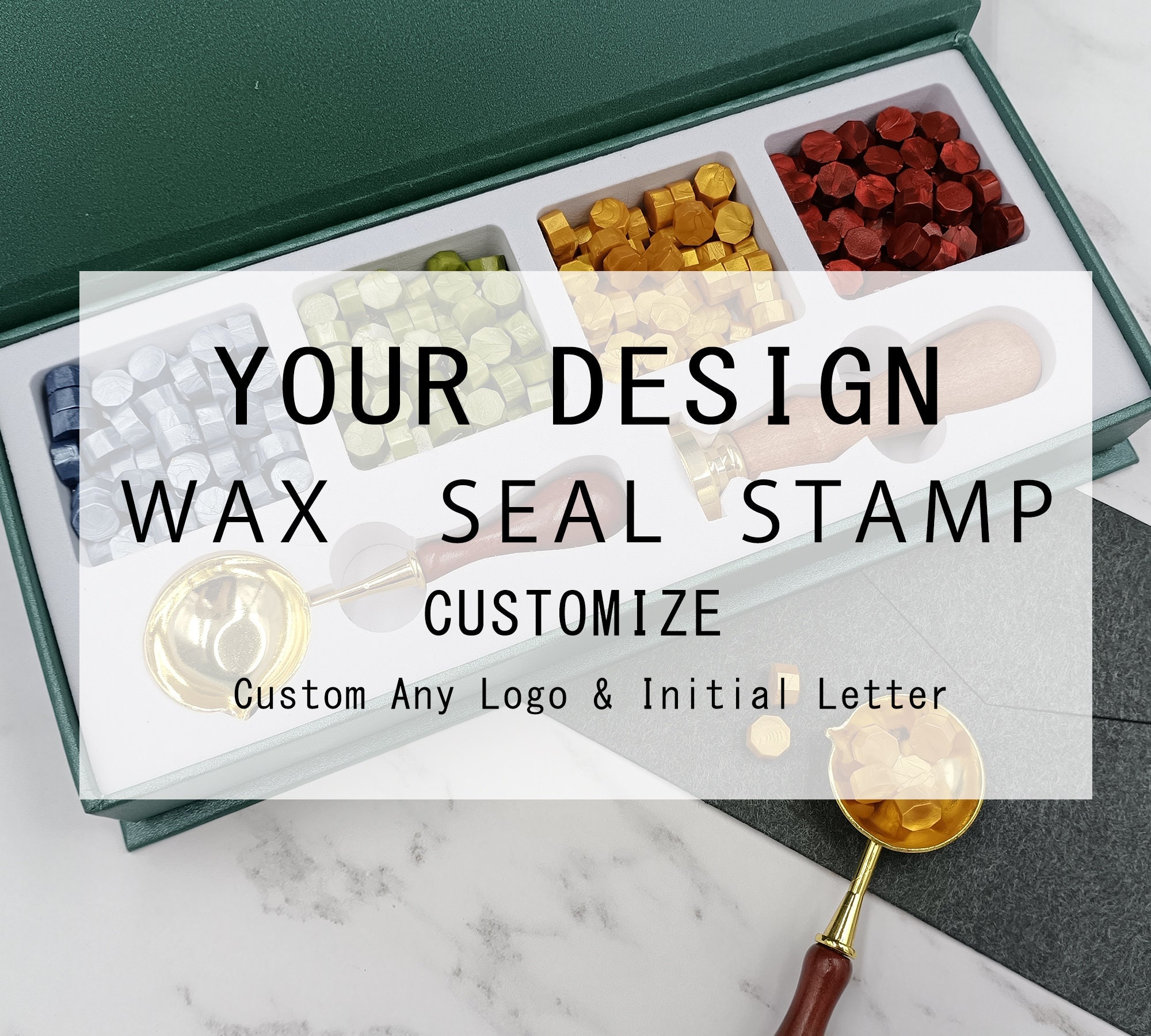 Custom Wax Seal Stamp Kit for Wedding Invitation , Custom Wax Stamp Kit for  Gift , Wax Seal Kit , Initial Wax Seal Stamp Custom for Gift 