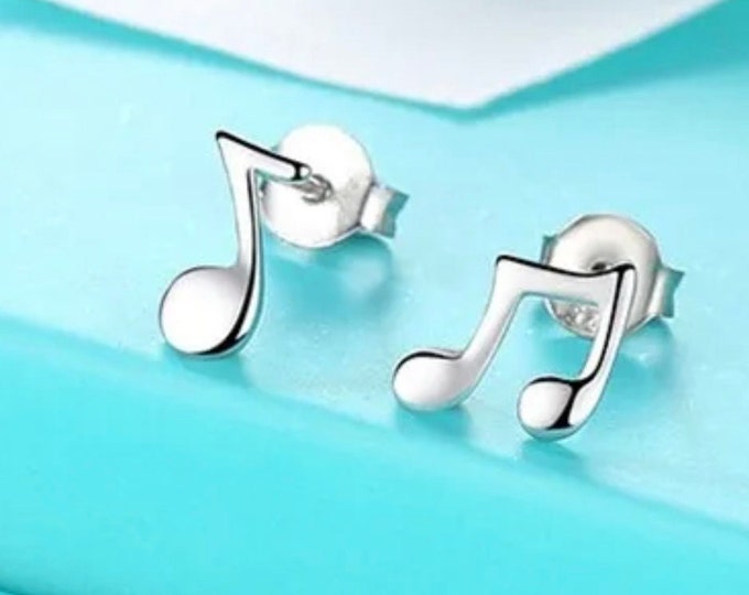 Mismatched Music Notes Stud Earrings in Sterling Silver, Music Symbol Stud Earrings, Cute Fun Earrings for Music Lover, gift for musicians