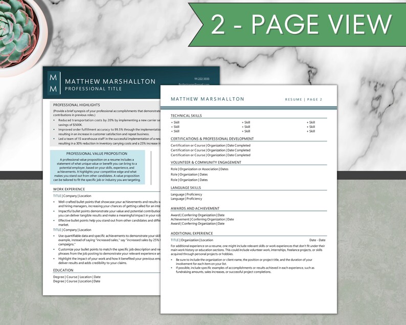2023 Professional Resume CV Template Microsoft Word Modern Etsy Ireland