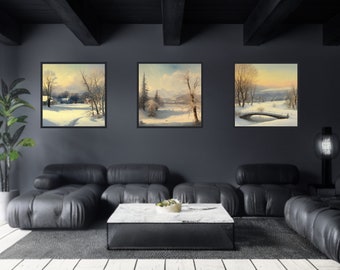 Winter Landschaft quadratisch 3er Set / Druckbare Wand Kunst / Digital Download / #51