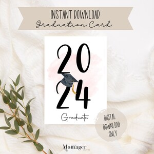 Afstudeerkaart 2024 voor uw dierbaren, een vriend of collega, voor High School University College, Digital Instant Download