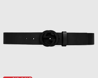 Leather Belt With Interlocking G