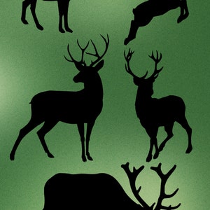 5 Deer Silhouettes | cut file | clipart | Can be used for clothing, posters, cards, stickers, wood, crafting | INSTANT DOWNLOAD | DEER1
