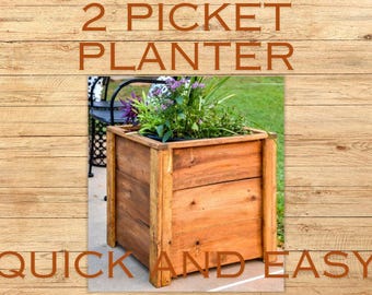 2 Picket Planter Box | Quick and Easy Planter Box Plans | 14" Planter Box Plans | DIY Build Digital Plans | 1/10th the cost of buying | PB1