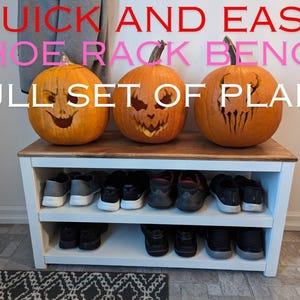 Farmhouse Shoe Bench | Shoe Bench | Shoe Rack | Shoe Rack Bench | Shoe Storage | Shoe Bench Plans | Shoe Rack Plans | Farmhouse Shoe Rack