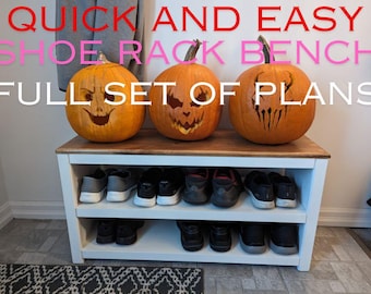 Farmhouse Shoe Bench | Shoe Bench | Shoe Rack | Shoe Rack Bench | Shoe Storage | Shoe Bench Plans | Shoe Rack Plans | Farmhouse Shoe Rack