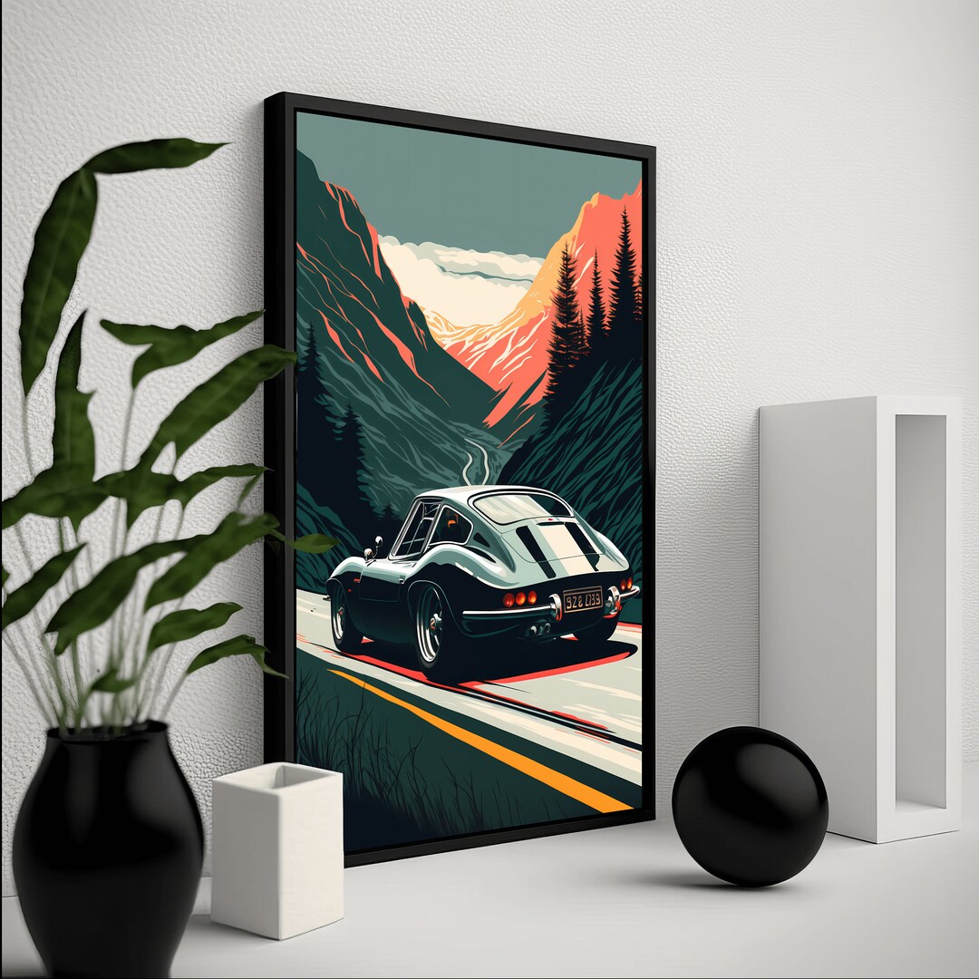 Vintage Car Poster, Sport Car Wall Art, Retro Poster, Vintage Wall Art
