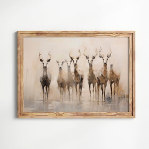 Impression dart abstraite de cerf, art imprimable animal, art mural nature, cerf de Noël, décoration intérieure dhiver, art mural de pépinière, décoration rustique image 1