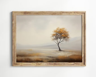 Tree Landscape Painting Vintage Printable Wall Art Digital Download,  Fall Decor, Autumn Landscape Painting Print