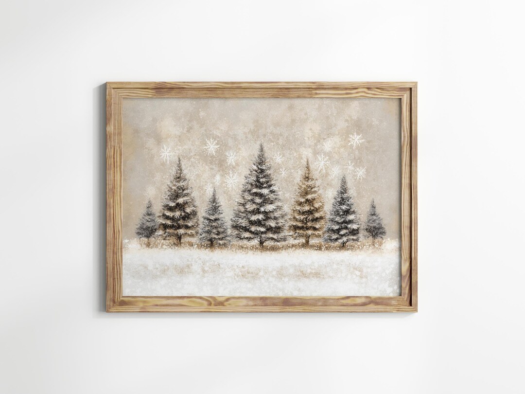 Winter Wonderland Snowy Pine Trees Wall Art, Christmas Holiday Decor ...