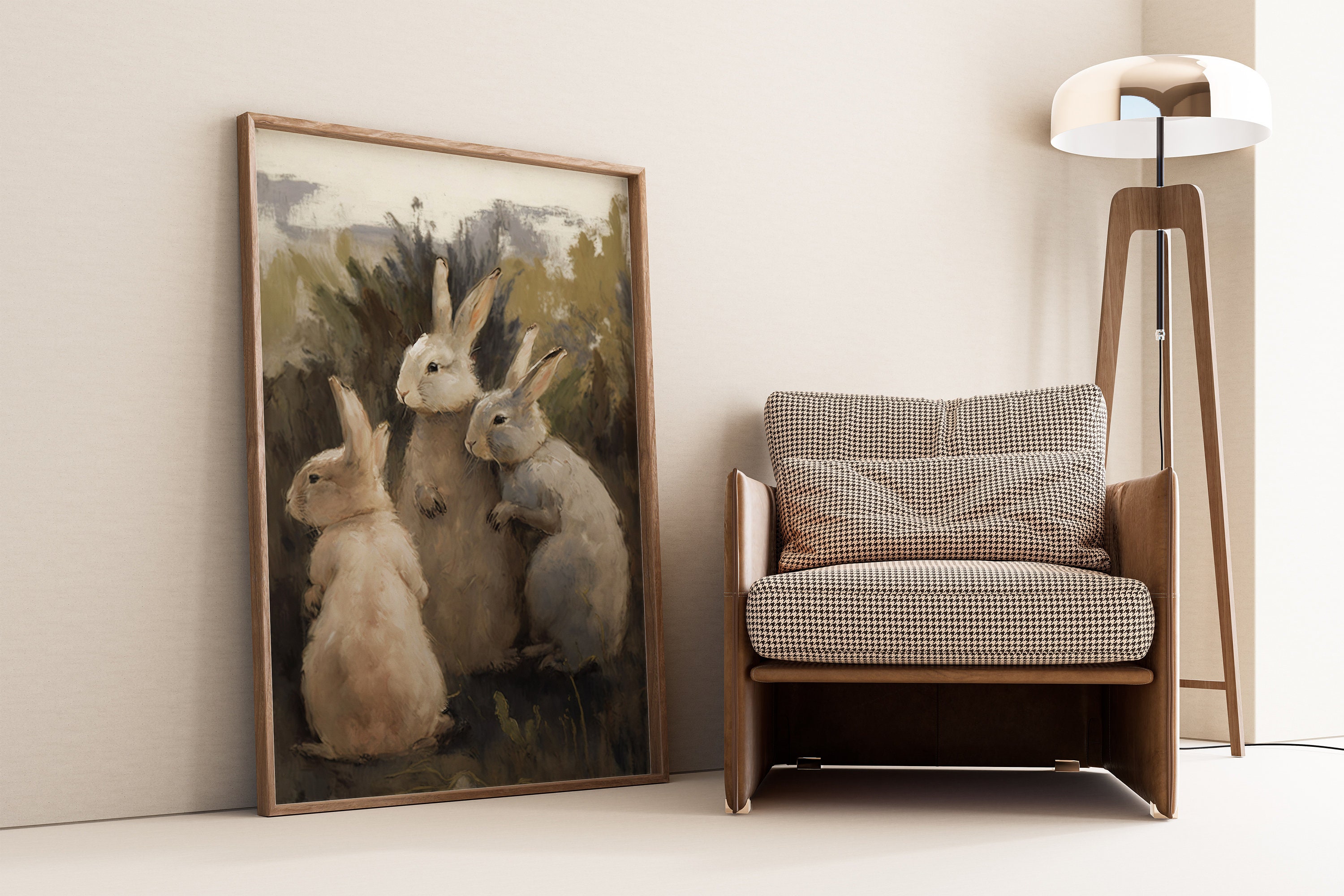 Vintage Bunnies Painting Print, Rabbits Printable Art, Easter Wall Art ...