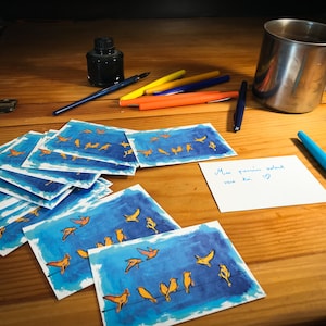 Briefpapier vogels, Lot van 20 kleine kaartjes