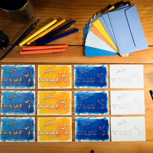 Lot de 12 petites cartes + 12 enveloppes