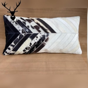 Handmade Cowhide Lumbar Pillow Cover: Rustic Chic Home Decor