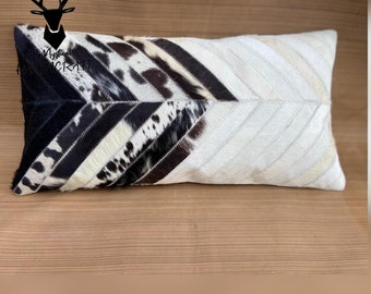 Handmade Cowhide Lumbar Pillow Cover: Rustic Chic Home Decor