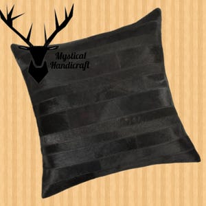Handcrafted Cowhide Patchwork Pillow Cover: Boho Accent Pillow