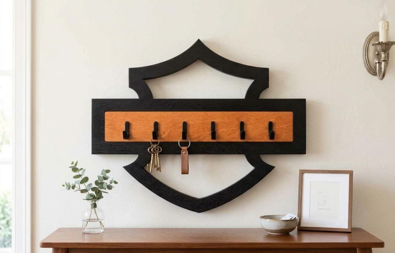 Harley Davidson Wooden Key Holder - Etsy