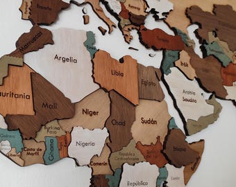 Archivo de mapa del mundo para corte láser, en inglés, optimizado para corte rápido (ai, svg, pdf, eps)