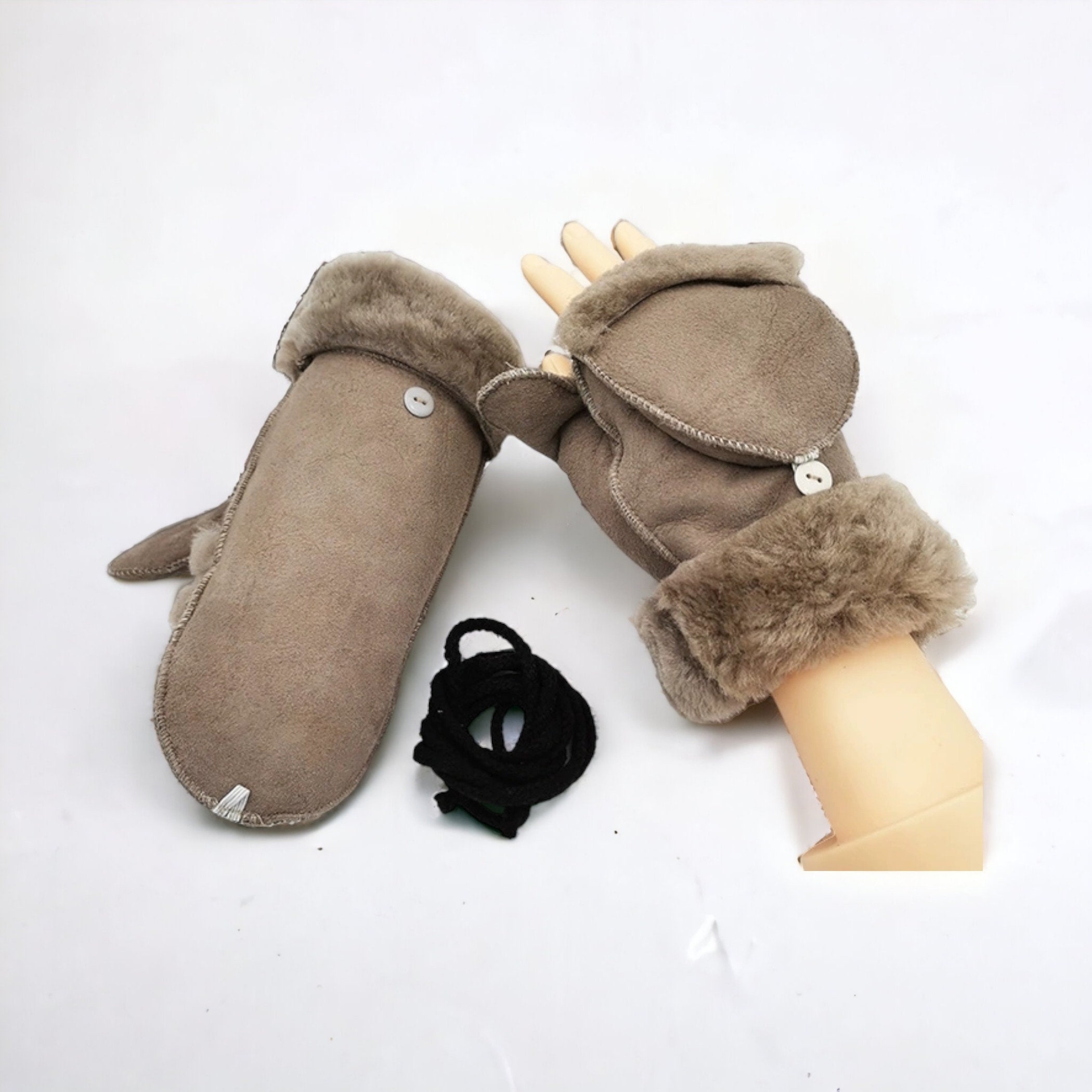 Womens Sheepskin Mittens ladies Fingerless Mittens australia Wool