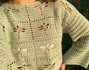 Crochet Dragonfly Sweater PDF Pattern