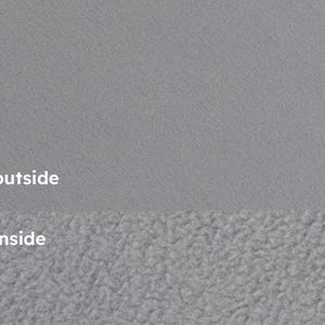 Pu&ograve; includere: Immagine divisa che mostra due diverse trame di tessuto grigio. La met&agrave; superiore &egrave; liscia, la met&agrave; inferiore &egrave; un materiale sfocato e strutturato. La parola "esterno" &egrave; sopra il tessuto liscio e "interno" &egrave; sopra il tessuto sfocato.