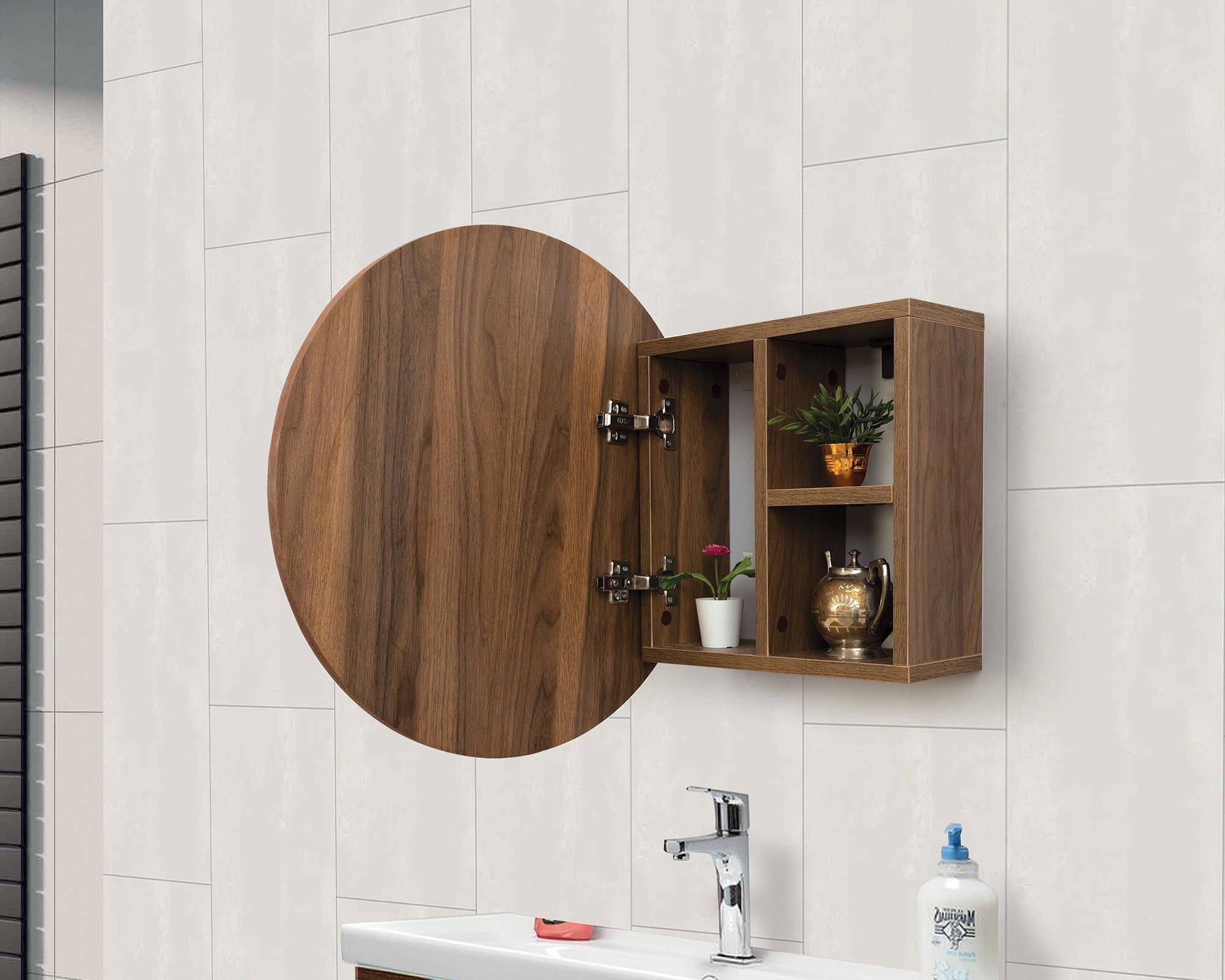 Round Mirror With Bathroom Wall Mounted Mirror With Etsy UK