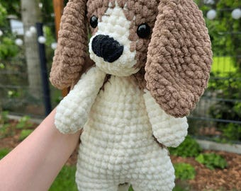Beagle + Retriever Dog Crochet Pattern, Large Snuggler incl. FULL VIDEO TUTORIAL