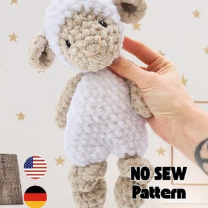 NO SEW Lamb Snuggler Crochet Pattern, Lovey PDF file  incl. full video tutorial