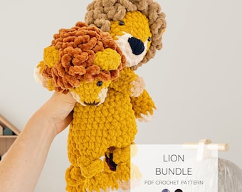 2 Lion Crochet Pattern Lion Snuggler Pattern Plush Toy Lion Lovey