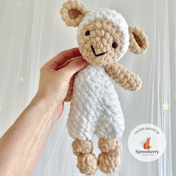 Modèle de crochet d'agneau. Modèle d'agneau au crochet. Modèle de câlin d’agneau. Modèle de crochet Lovey noué en agneau. Mouton jouet au crochet pour bébé.