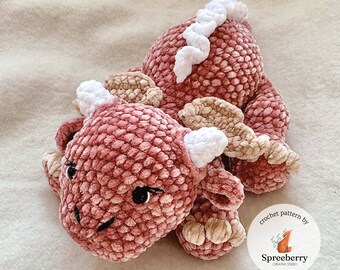 Lying Dragon Crochet Pattern, Fantasy Plushie for Toddler & Children