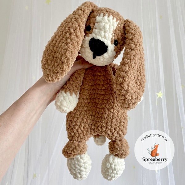 Modèle de crochet pour chiot Snuggler. Modèle de crochet Lovey noué par chien. Modèle de crochet de beagle. Modèle de crochet de chien. Modèle de chien au crochet.