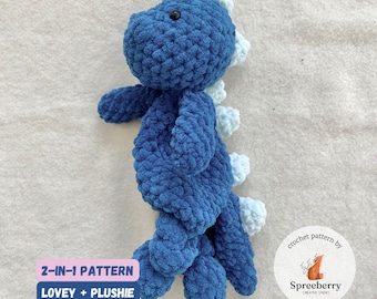 Dinosaur Crochet Pattern. Knotted Lovey Dino Crochet Pattern Gift Children