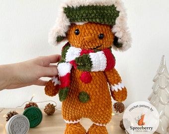 Gingerbread Man Crochet Pattern. Christmas Crochet Pattern. Crochet Gingerbread. Plush Toy Crochet Pattern. Crochet Toy Pattern.