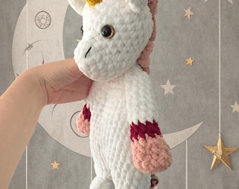 LOW SEW Unicorn Lovey Crochet Pattern, Unicorn Knotted Legs Snuggler