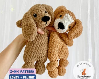 Dog Lovey Crochet Pattern, Puppy Beagle & Labrador Retriever Snuggler