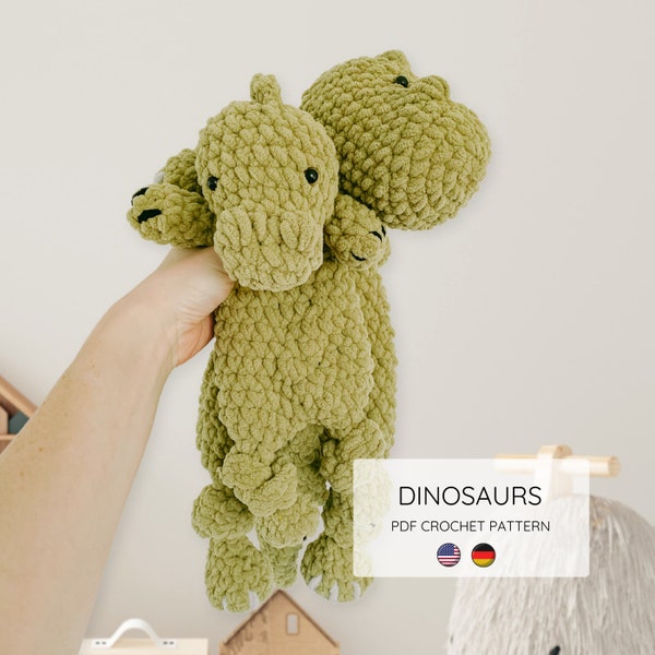 BUNDLE: 2 Dino Crochet Pattern Dinosaur Snuggle Pattern Dino Amigurumi Crochet Pattern