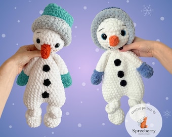 2-in-1 Snowman Crochet Pattern, Lovey and Snuggler perfect for Winter and Christmas Season