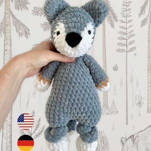 Wolf Häkelanleitung Kuscheltier, Wolf Schmusetier Häkelanleitung