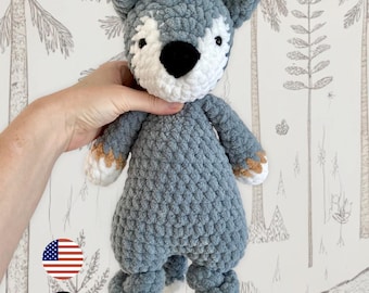 Wolf Crochet Pattern, Knotted Lovey for Emotional Support, Snuggler for Toddlers and Children