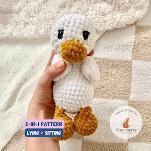 Kuscheliges Kuscheltier Ente "Pixie" Häkelanleitung, 2-in-1 liegende und sitzende Ente Schmusetier häkeln, perfektes Häkelgeschenk für Babys