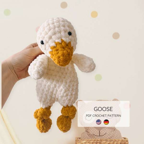 Goose Crochet Pattern. Crochet Goose Pattern. Goose Snuggler Pattern. Crochet Baby Toy Pattern. Crochet Gift for Baby.