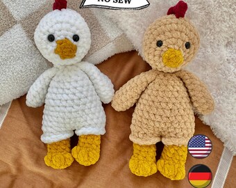 NO SEW Plushie Chicken Crochet Pattern, perfect gift for Baby and Toddler