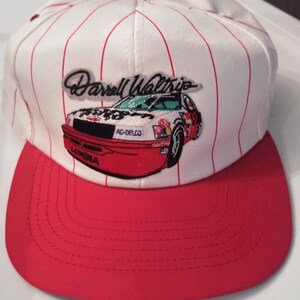 Darrell Waltrip Snapback Red White Striped Hat Cap Vintage 90s Nascar Racing 17 car
